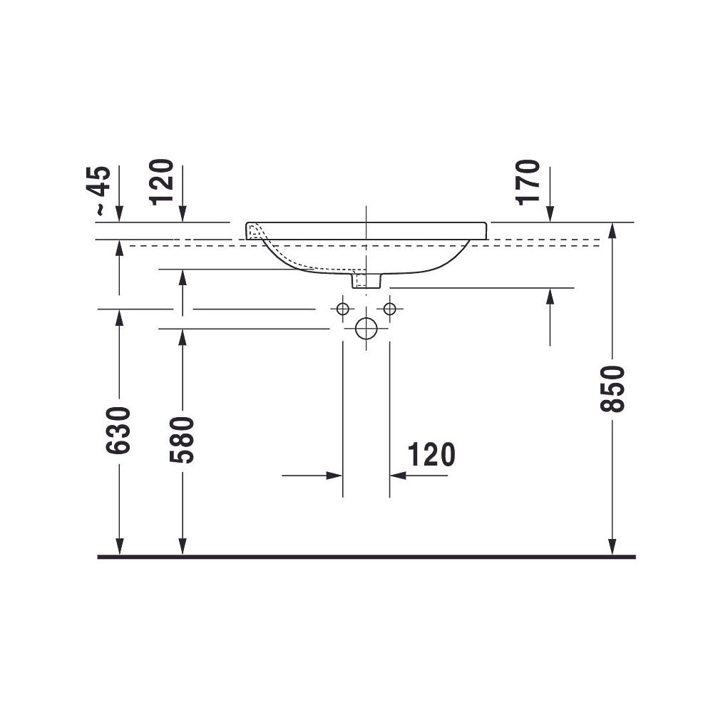 Duravit DuraStyle Einbauwaschtisch 495x615x170mm, Weiß Hochglanz, WonderGliss, mit... DURAVIT-03746200001 4021534897856 (Abb. 7)