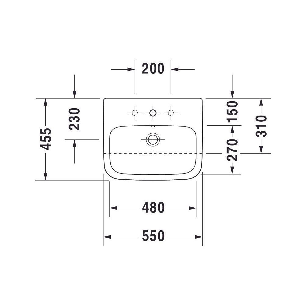 Duravit DuraStyle Halbeinbauwaschtisch 455x550x170mm, Weiß Hochglanz, 1 HL, mit Übe... DURAVIT-0375550000 4021534894190 (Abb. 4)