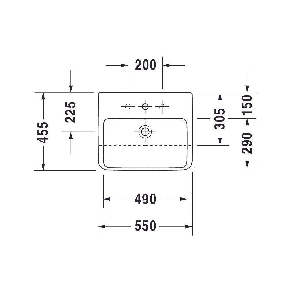 Duravit ME by Starck Halbeinbauwaschtisch 455x550x180mm, Weiß Hochglanz, 1 HL, mit ... DURAVIT-0378550000 4053424020624 (Abb. 7)