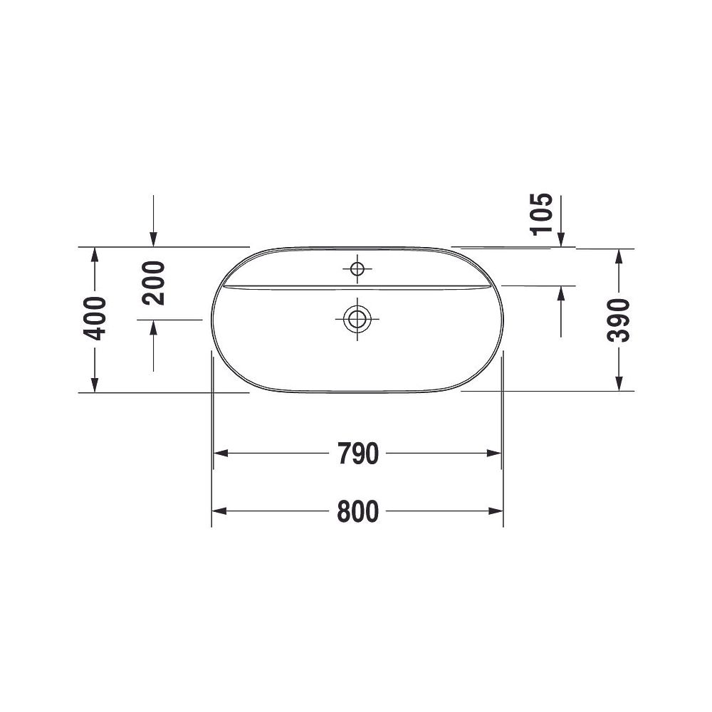 Duravit Luv Aufsatzbecken 800mm, Weiß Hochglanz, DuraCeram, Oval, mit HLB ohne Über... DURAVIT-0380800000 4053424460499 (Abb. 8)