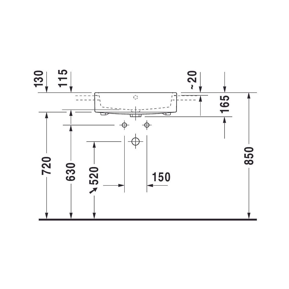 Duravit Vero Air Halbeinbauwaschtisch 470x550x165mm, Weiß Hochglanz, 1 HL, mit Über... DURAVIT-0382550000 4053424180557 (Abb. 6)