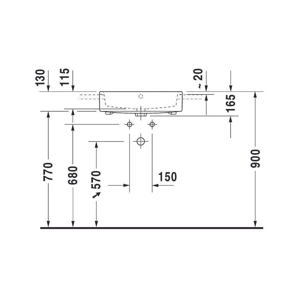 Duravit Vero Air Halbeinbauwaschtisch 470x550x165mm, Weiß Hochglanz, 1 HL, mit Über... DURAVIT-0382550000 4053424180557 (Abb. 7)