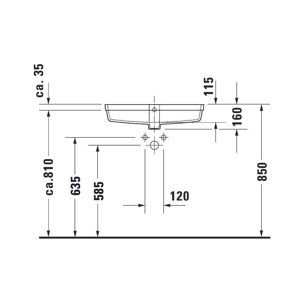 Duravit Vero Air Einbauwaschtisch 345x635x160mm, Weiß Hochglanz, WonderGliss, ohne... DURAVIT-03846000001 4053424536569 (Abb. 5)