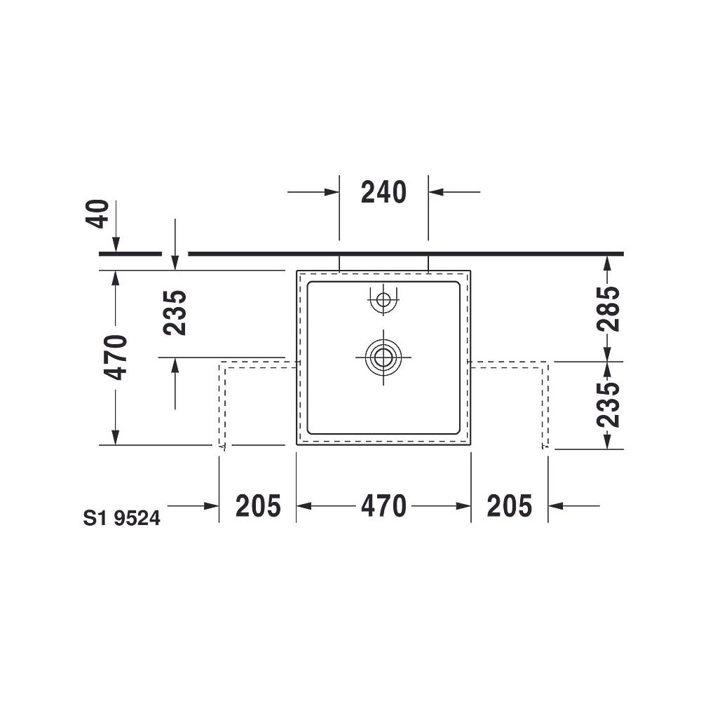 Duravit Starck 1 Aufsatzbecken 470mm, Weiß Hochglanz, WonderGliss, Rechteckig, oh... DURAVIT-03874700281 4021534593956 (Abb. 12)