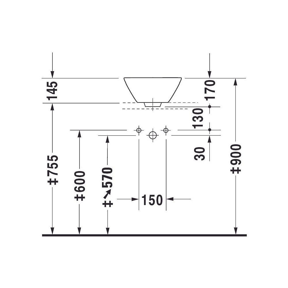 Duravit Starck 1 Aufsatzbecken 330mm, Weiß Hochglanz, WonderGliss, rund, ohne HLB,... DURAVIT-04083300001 4021534183911 (Abb. 9)