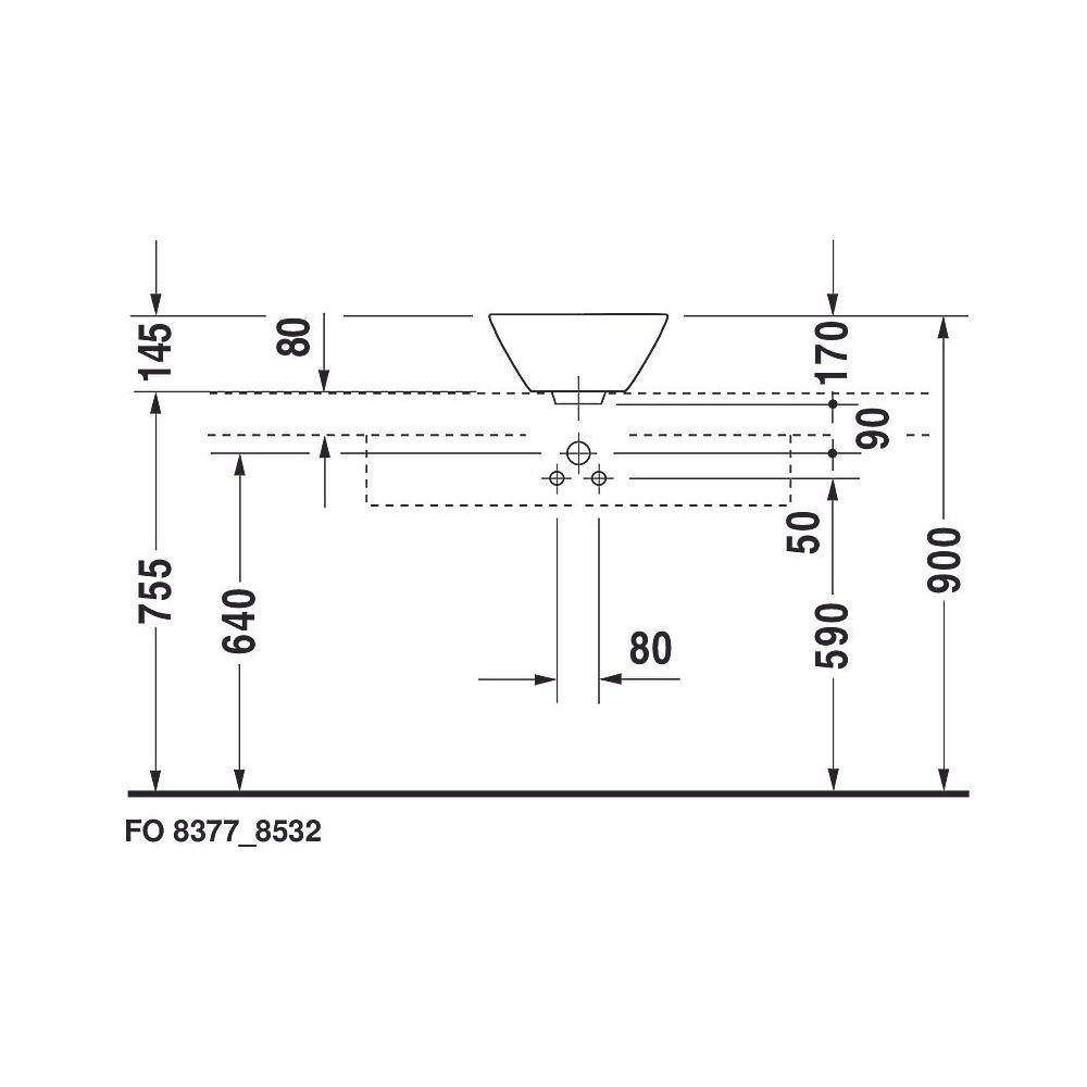 Duravit Starck 1 Aufsatzbecken 330mm, Weiß Hochglanz, WonderGliss, rund, ohne HLB... DURAVIT-04083300001 4021534183911 (Abb. 10)