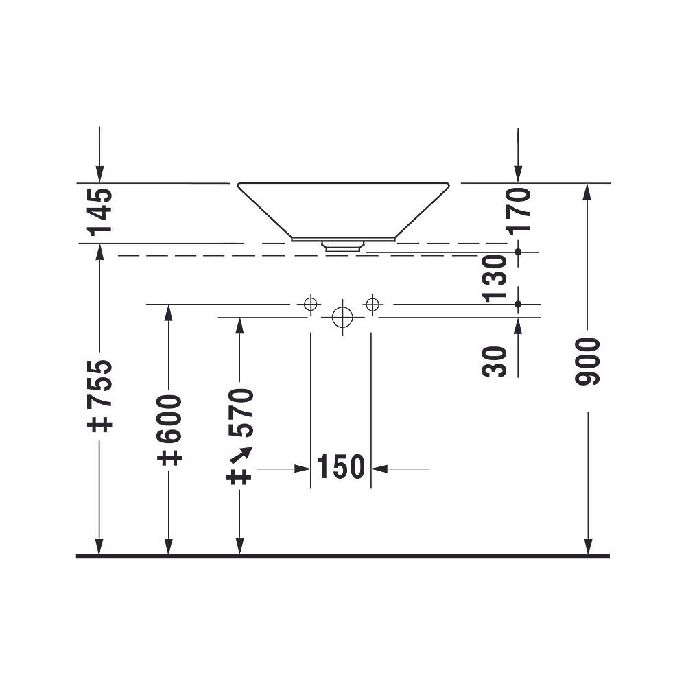 Duravit Starck 1 Aufsatzbecken 530mm, Weiß Hochglanz, WonderGliss, Konisch, ohne ... DURAVIT-04085300001 4021534183935 (Abb. 15)