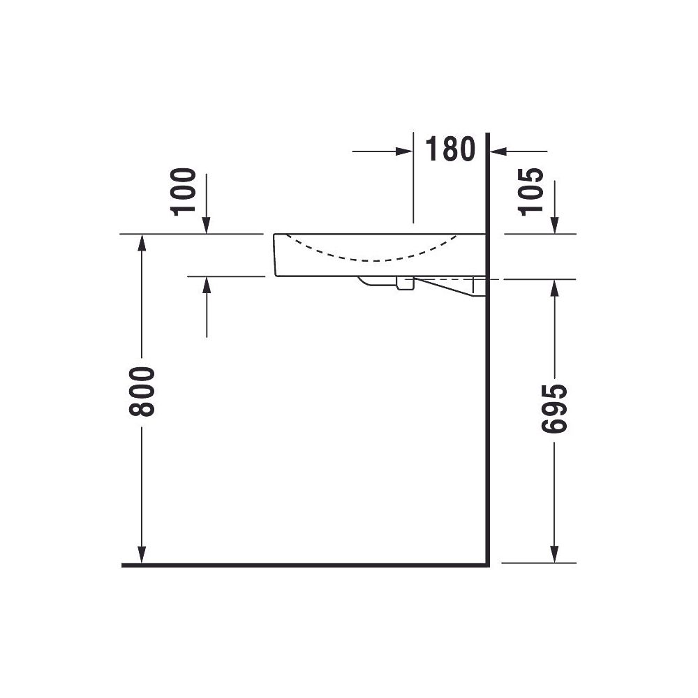 Duravit Architec Waschtisch 520x575x105mm wandhäng., Weiß Hochglanz, Halbrund, 1 Wa... DURAVIT-0443580009 4021534254598 (Abb. 7)