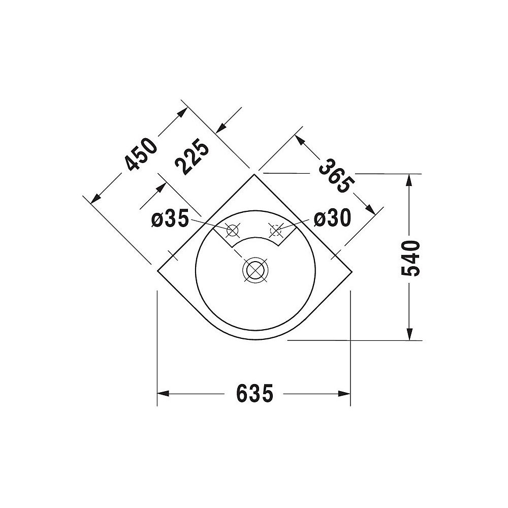 Duravit Architec Eck-Handwaschbecken 540x635x150mm wandh. Weiß Hochglanz, Halbrund,... DURAVIT-0448450000 4021534084812 (Abb. 9)