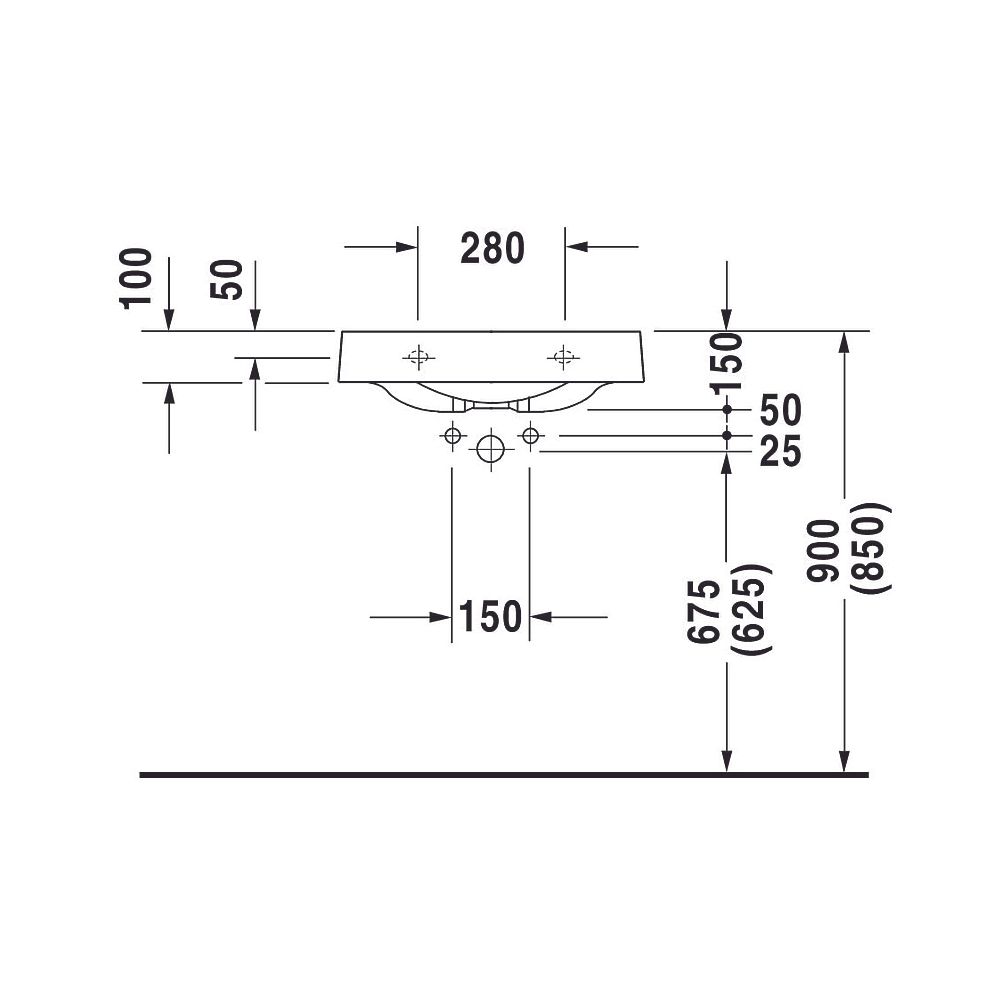 Duravit Architec Waschtisch 520x575x150mm wandhäng., Weiß Hochglanz, Halbrund, 1 Wa... DURAVIT-0449580000 4021534084836 (Abb. 5)