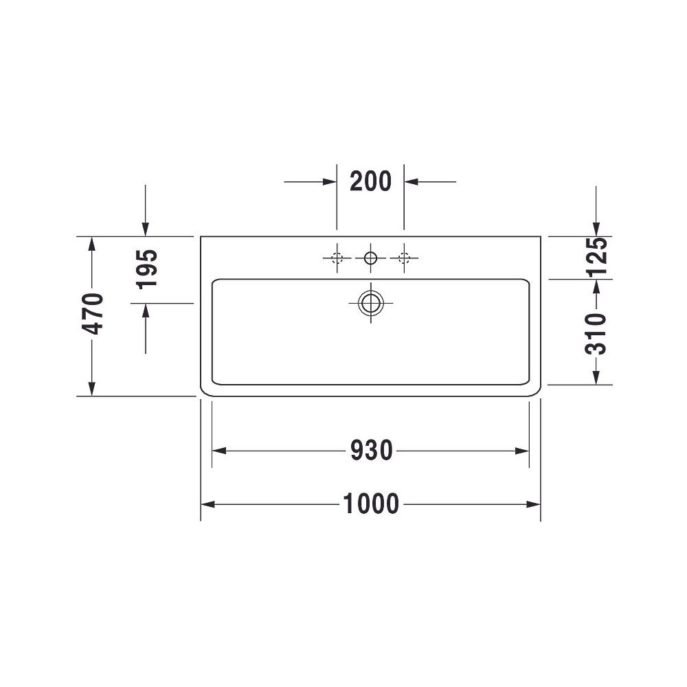 Duravit Vero Waschtisch 470x1000x175mm wandhäng., Weiß Hochglanz, Rechteckig, 2 WP... DURAVIT-0454100026 4021534285769 (Abb. 16)
