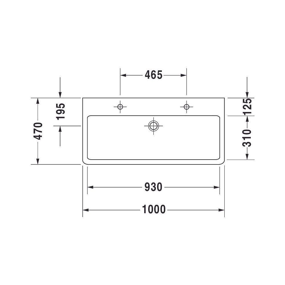 Duravit Vero Waschtisch 470x1000x175mm wandhäng., Weiß Hochglanz, Rechteckig, 2 WP... DURAVIT-0454100026 4021534285769 (Abb. 17)