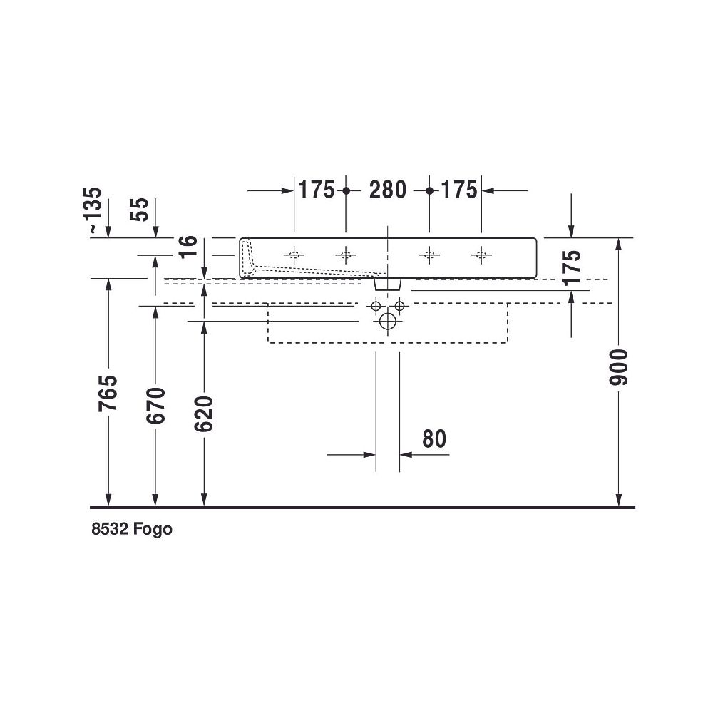 Duravit Vero Waschtisch 470x1000x175mm wandhäng., Weiß Hochglanz, Rechteckig, 2 WP... DURAVIT-0454100026 4021534285769 (Abb. 20)