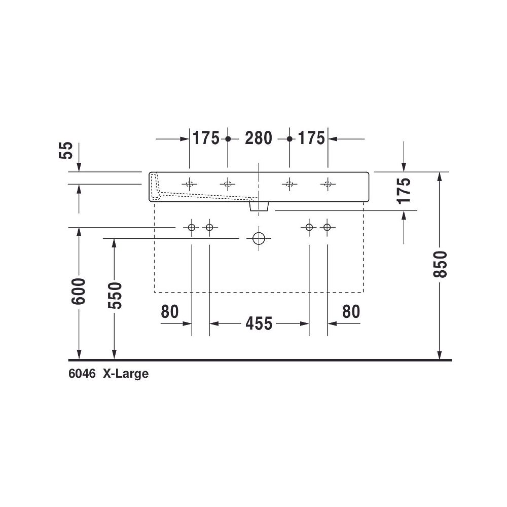 Duravit Vero Waschtisch 470x1000x175mm wandhäng., Weiß Hochglanz, Rechteckig, 2 WP... DURAVIT-0454100026 4021534285769 (Abb. 21)