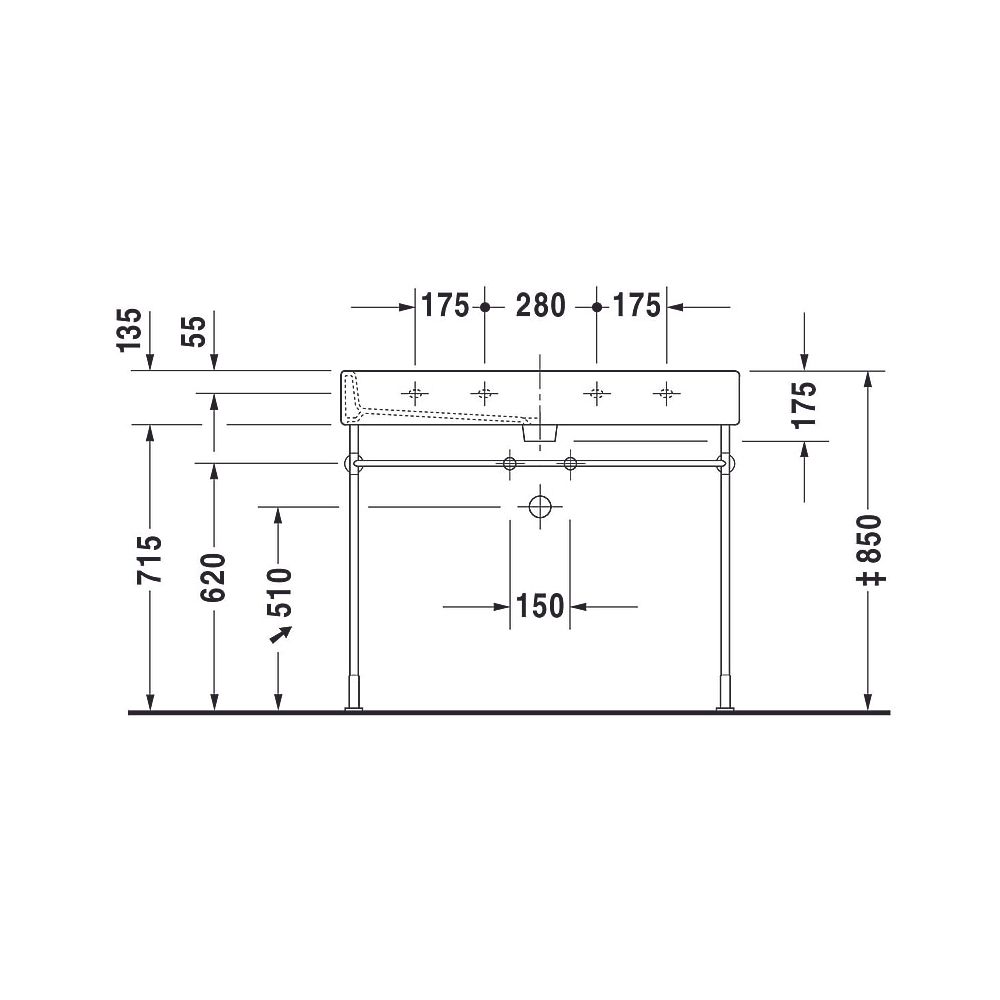 Duravit Vero Waschtisch 470x1000x175mm wandhäng., Weiß Hochglanz, Rechteckig, 2 WP... DURAVIT-0454100026 4021534285769 (Abb. 22)