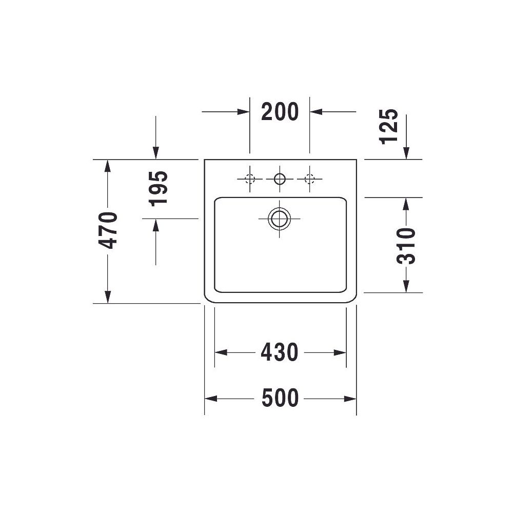 Duravit Vero Waschtisch 470x500x175mm wandhäng., Weiß Hochglanz, Rechteckig, 1 WP ... DURAVIT-0454500000 4021534269301 (Abb. 14)
