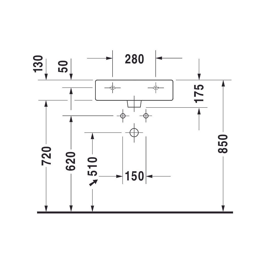 Duravit Vero Waschtisch 470x500x175mm wandhäng., Weiß Hochglanz, Rechteckig, 1 WP ... DURAVIT-0454500000 4021534269301 (Abb. 15)