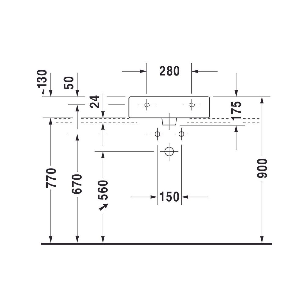Duravit Vero Waschtisch 470x500x175mm wandhäng., Weiß Hochglanz, Rechteckig, 1 WP ... DURAVIT-0454500000 4021534269301 (Abb. 16)