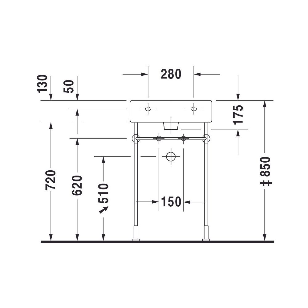 Duravit Vero Waschtisch 470x500x175mm wandhäng., Weiß Hochglanz, Rechteckig, 1 WP ... DURAVIT-0454500000 4021534269301 (Abb. 17)