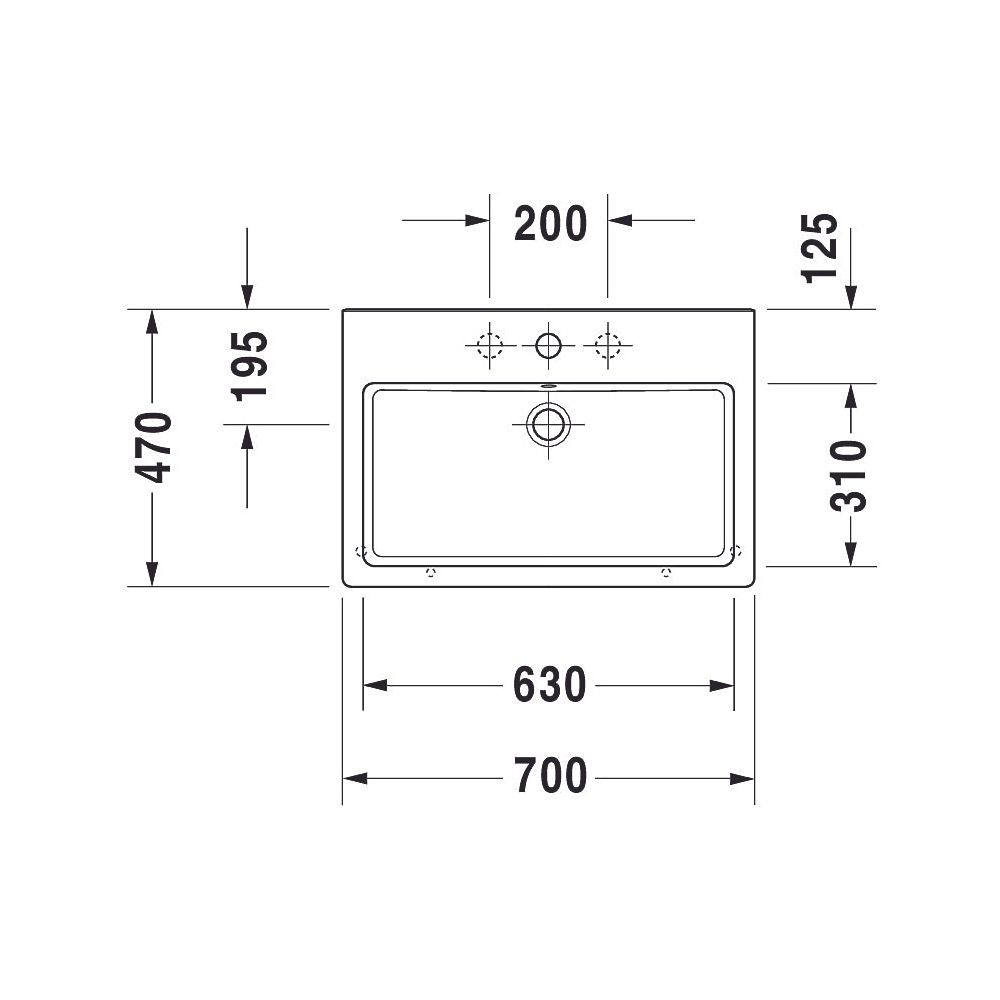 Duravit Vero Waschtisch 470x700x165mm wandhäng., Weiß Hochglanz, Rechteckig, 1 WP m... DURAVIT-0454700027 4021534693694 (Abb. 7)