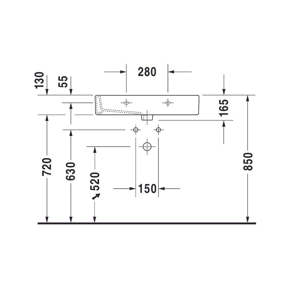 Duravit Vero Waschtisch 470x700x165mm wandhäng., Weiß Hochglanz, Rechteckig, 1 WP m... DURAVIT-0454700027 4021534693694 (Abb. 8)