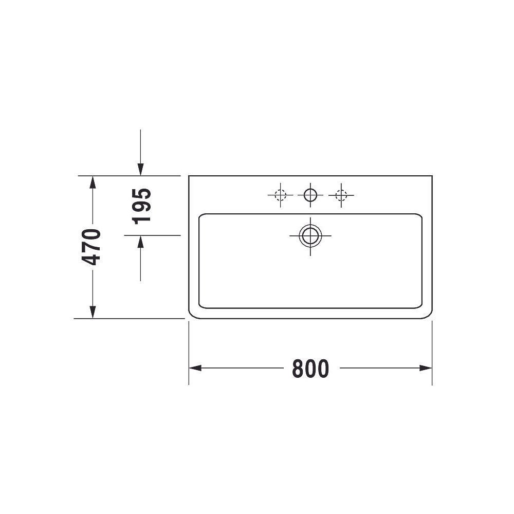 Duravit Vero Waschtisch 470x800x175mm wandhäng., Weiß Hochglanz, Rechteckig, 1 WP ... DURAVIT-0454800000 4021534269400 (Abb. 14)