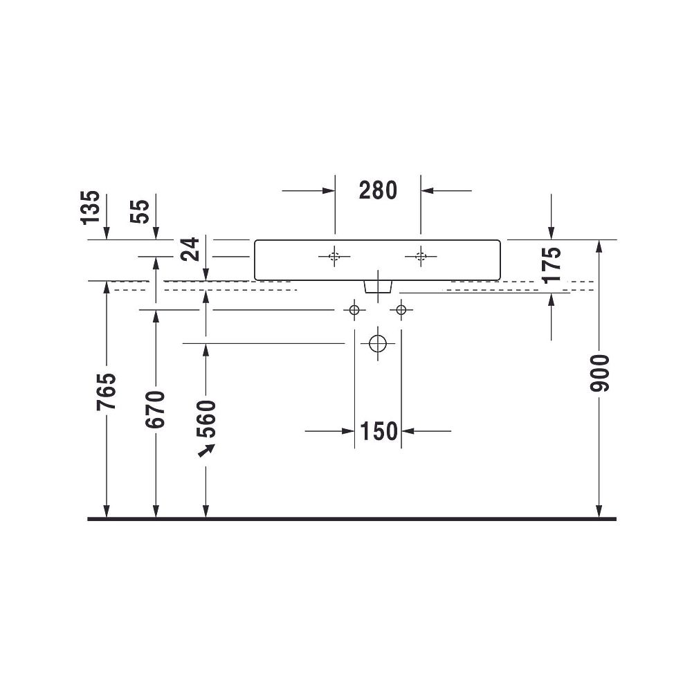 Duravit Vero Waschtisch 470x800x175mm wandhäng., Weiß Hochglanz, Rechteckig, 1 WP ... DURAVIT-0454800000 4021534269400 (Abb. 16)