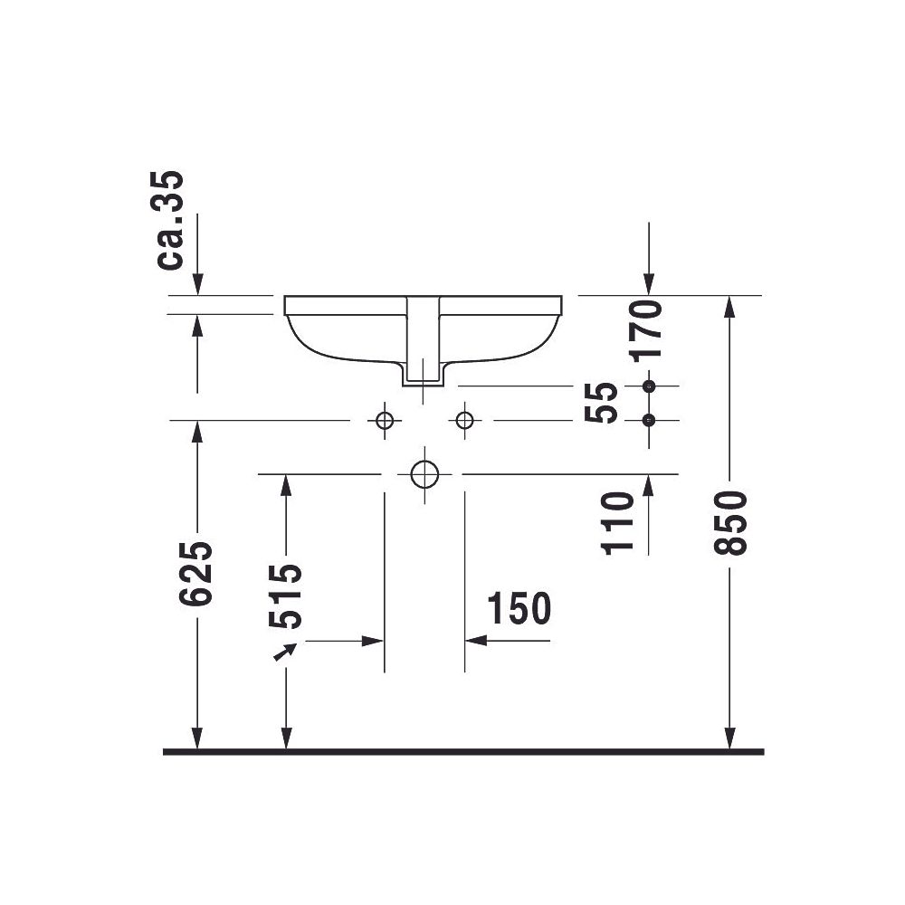Duravit Happy D.2 Einbauwaschtisch 385x520x170mm, Weiß Hochglanz, WonderGliss, ohn... DURAVIT-04574800001 4021534286094 (Abb. 5)