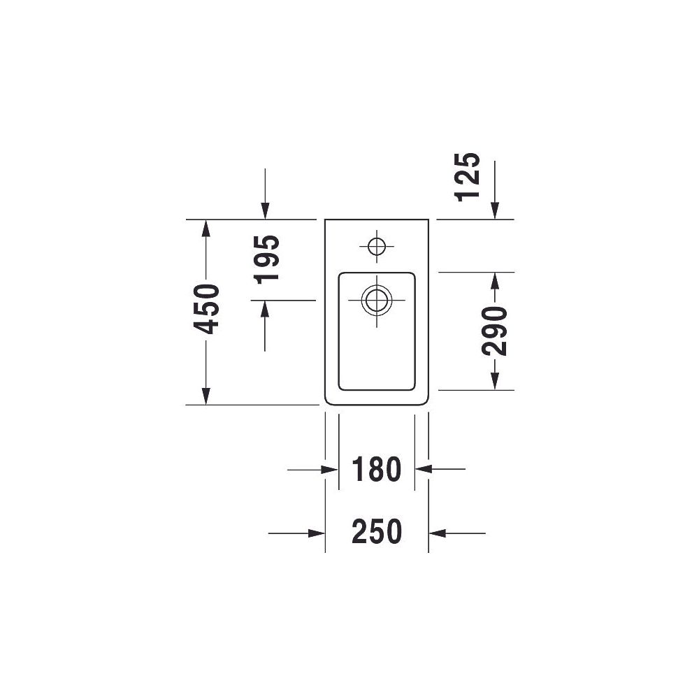 Duravit Vero Handwaschbecken 450x250x145mm, Weiß Hochglanz, Rechteckig,1 Waschplat... DURAVIT-0702250000 4021534317378 (Abb. 15)