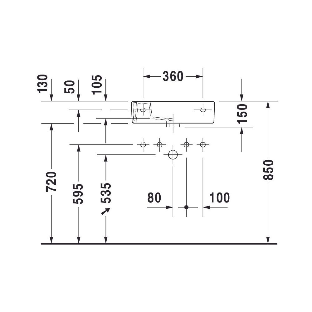 Duravit Vero Handwaschbecken 250x500x150mm, Weiß Hochglanz, Rechteckig, 1 Waschplat... DURAVIT-0703500000 4021534317354 (Abb. 5)