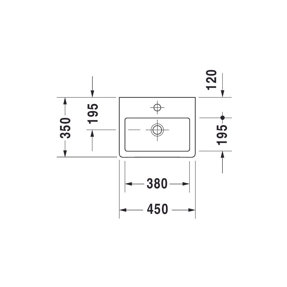 Duravit Vero Handwaschbecken 350x450x160mm, Weiß Hochglanz, Rechteckig,1 Waschplat... DURAVIT-0704450000 4021534317392 (Abb. 11)