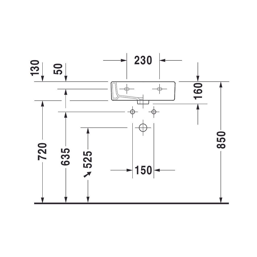 Duravit Vero Handwaschbecken 350x450x160mm, Weiß Hochglanz, Rechteckig,1 Waschplat... DURAVIT-0704450000 4021534317392 (Abb. 12)