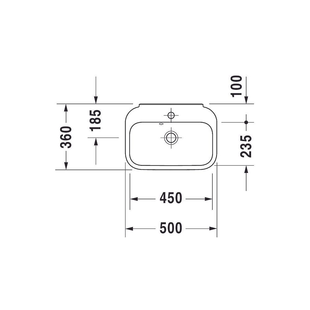 Duravit Happy D.2 Handwaschbecken 360x500x145mm, Weiß Hochglanz, Rechteckig,1 Wasch... DURAVIT-0709500000 4021534855832 (Abb. 6)