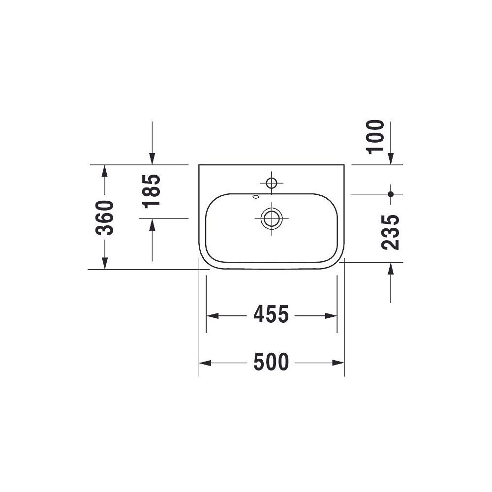 Duravit Happy D.2 Handwaschbecken 360x500x140mm, Weiß Hochglanz, Rechteckig,1 Wasch... DURAVIT-0710500000 4021534856006 (Abb. 6)