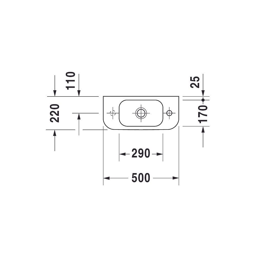 Duravit Happy D.2 Handwaschbecken 220x500x110mm Weiß HG, WonderGliss, Rechteckig, ... DURAVIT-07115000091 4021534942211 (Abb. 4)