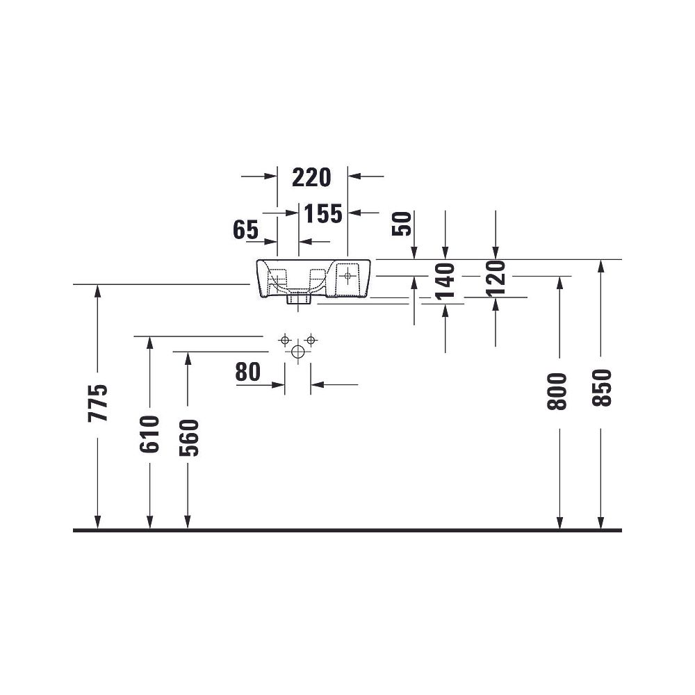 Duravit DuraStyle Handwaschbecken 220x360x140mm Weiß Hochglanz, WonderGliss, Rech... DURAVIT-07133600001 4053424509297 (Abb. 10)
