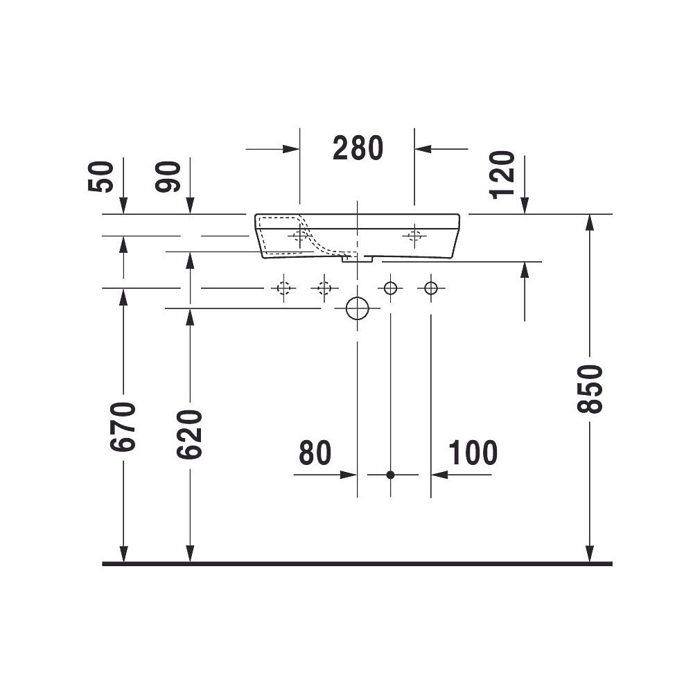 Duravit DuraStyle Handwaschbecken 220x500x120mm Weiß HG WonderGliss, Rechteckig, 1... DURAVIT-07135000081 4021534875717 (Abb. 5)
