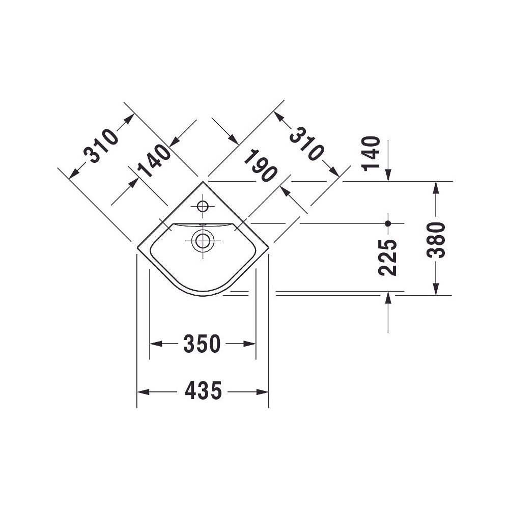 Duravit ME by Starck Eck-Handwaschbecken 380x435x155mm, Weiß SM, WonderGliss, Halb... DURAVIT-07224332001 4053424892535 (Abb. 6)