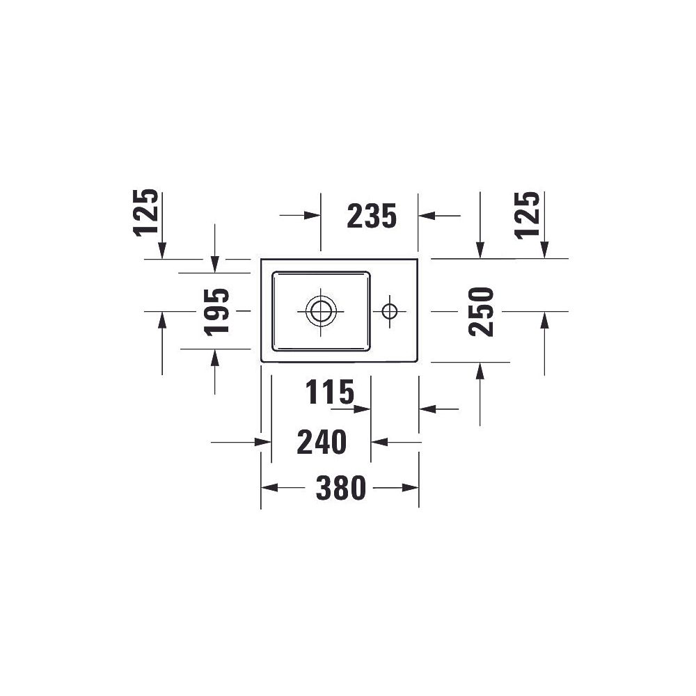 Duravit Vero Air Handwaschbecken 250x380x140mm, Weiß Hochglanz, WonderGliss, Rech... DURAVIT-07243800001 4053424509334 (Abb. 20)