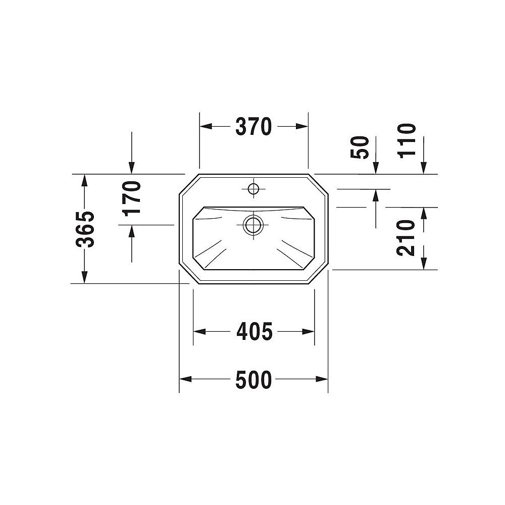 Duravit Serie 1930 Handwaschbecken 365x500x195mm, Weiß Hochglanz, Oktogonal,1 Wasch... DURAVIT-0785500000 4021534100406 (Abb. 4)