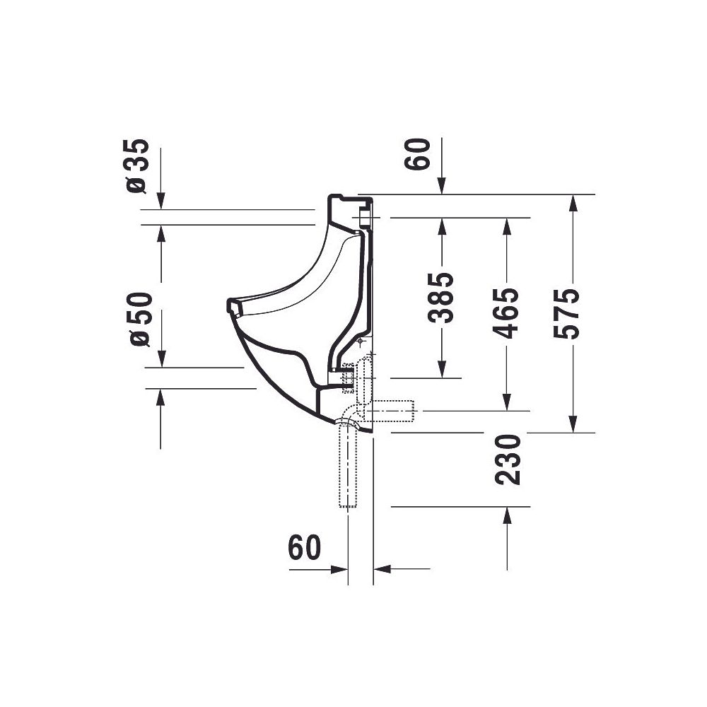 Duravit Starck 3 Urinal 350x330x575mm Weiß Hochglanz HYG geschlossen, Absauger, Zul... DURAVIT-0821352000 4053424178752 (Abb. 6)
