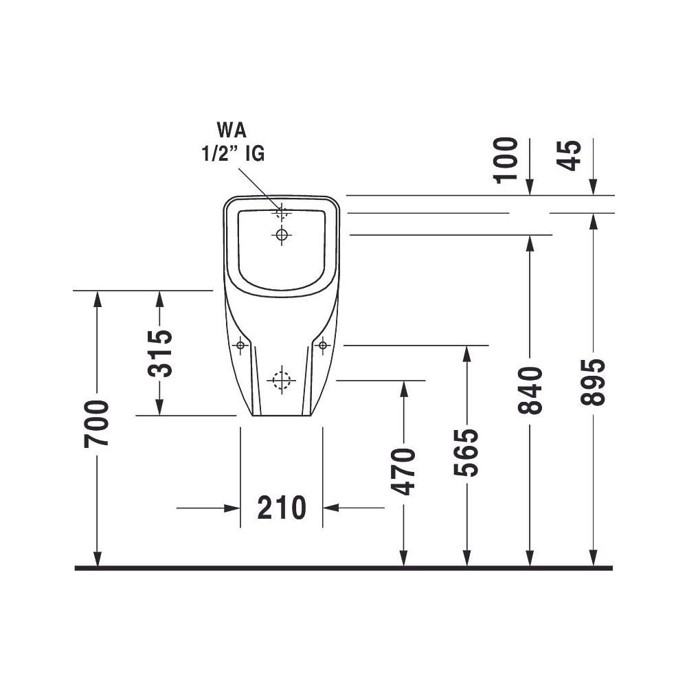 Duravit D-Code Urinal 290x305x565mm Weiß Hochglanz Rimless, Verdrängung, Zulauf hi... DURAVIT-0829300000 4021534392238 (Abb. 11)