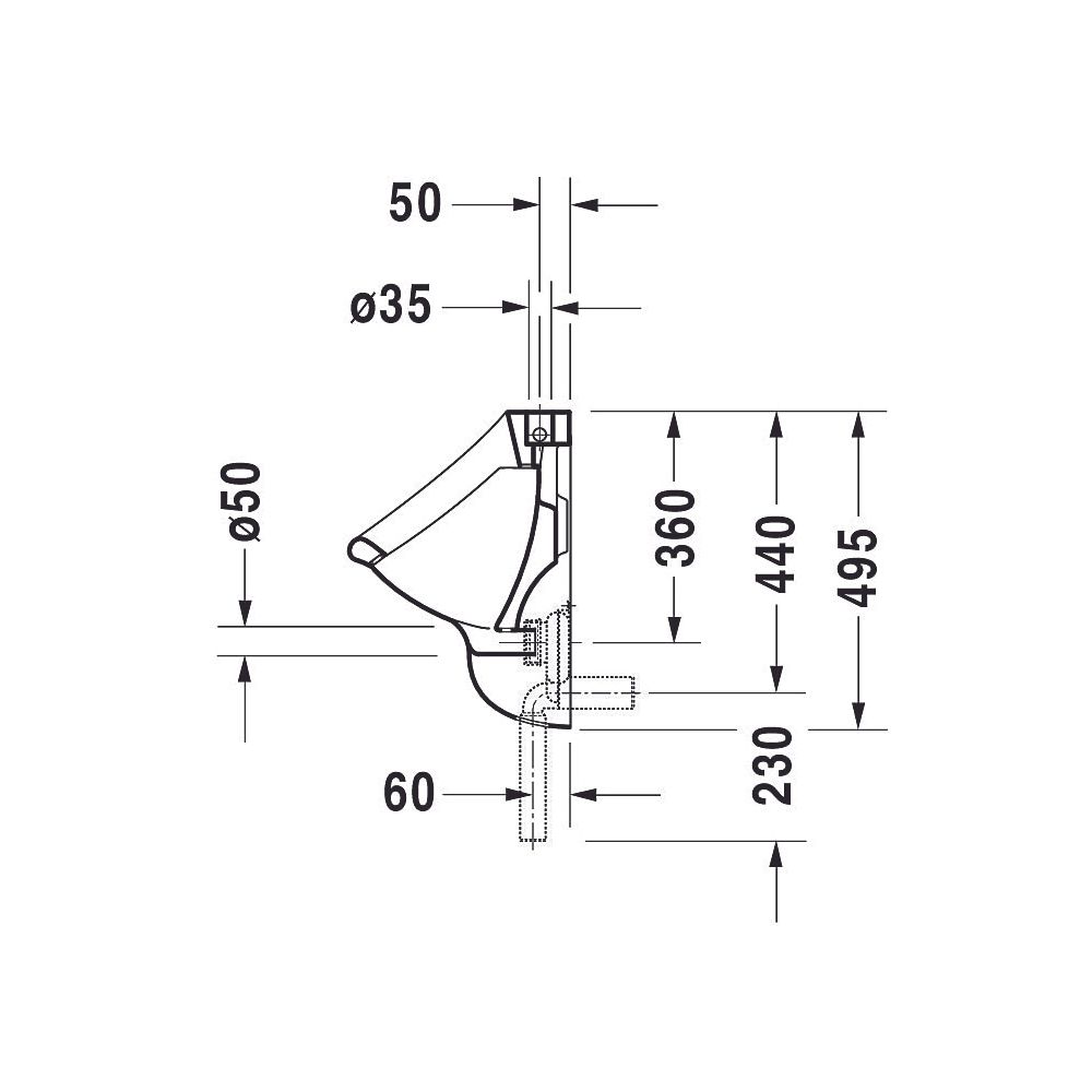 Duravit Katja Urinal 345x330x495mm Weiß Hochglanz, geschlossen, Absauger, Zulauf ob... DURAVIT-0831320000 4021534211812 (Abb. 6)