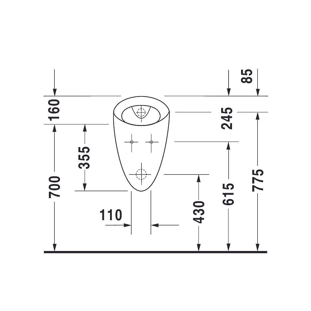 Duravit Starck 1 Urinal 285x320x515mm Weiß Hochglanz geschlossen, Absauger, Zulauf ... DURAVIT-0834320000 4021534103612 (Abb. 8)