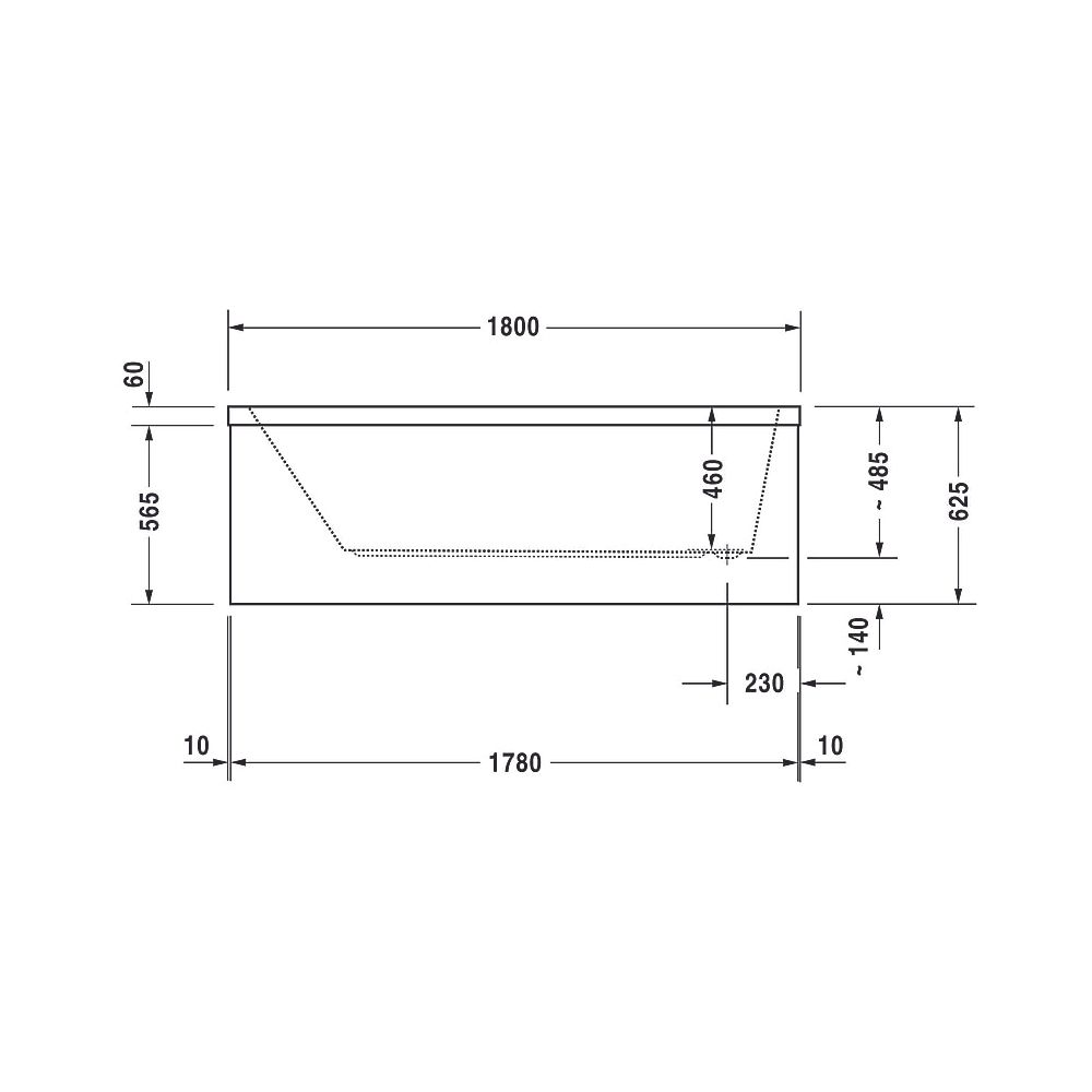 Duravit Starck Wannen Badewanne 485x900x1800mm, 301l, Weiß glänzend, Rechtecki... DURAVIT-700050000000000 4021534306372 (Abb. 8)