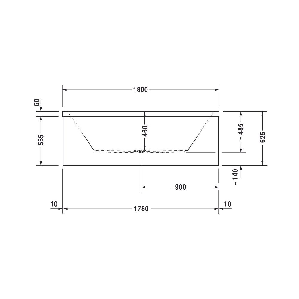Duravit Starck Wannen Badewanne 485x900x1800mm, 252l, Weiß glänzend, Rechtecki... DURAVIT-700052000000000 4021534306389 (Abb. 7)