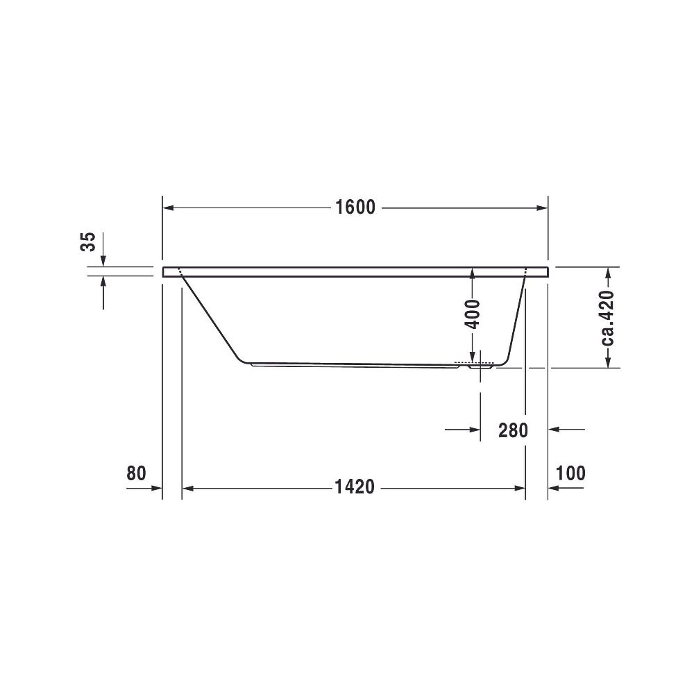 Duravit D-Code Badewanne 420x700x1600mm, Weiß glänzend, Rechteckig, Einbau, A... DURAVIT-700096000000000 4021534386442 (Abb. 18)