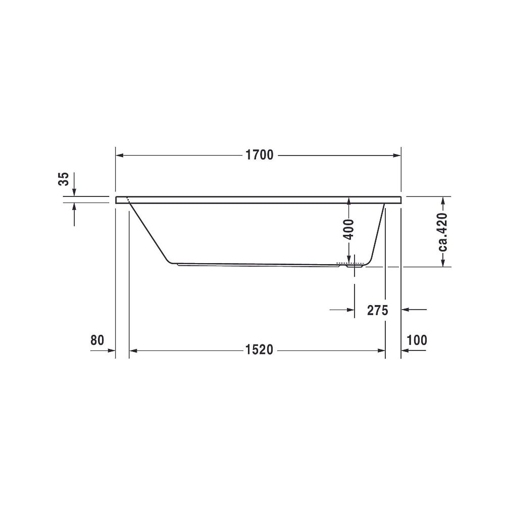 Duravit D-Code Badewanne 420x700x1700mm, Weiß glänzend, Rechteckig, Einbau, A... DURAVIT-700098000000000 4021534386459 (Abb. 11)