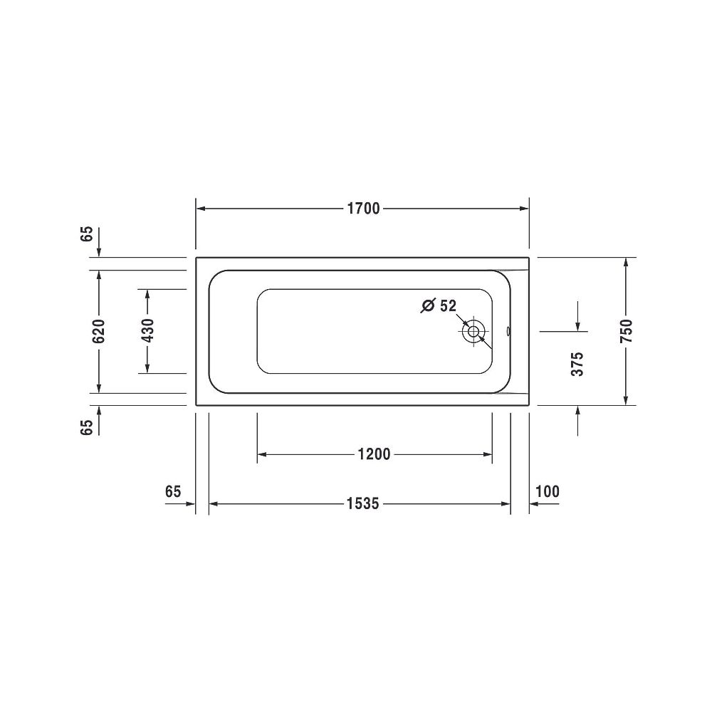 Duravit D-Code Badewanne 420x750x1700mm, Weiß glänzend, Rechteckig, Einbau, A... DURAVIT-700100000000000 4021534386527 (Abb. 14)