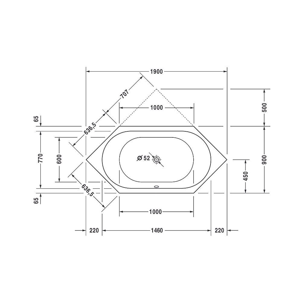 Duravit D-Code Badewanne 420x900x1900mm, 140l, Weiß glänzend, Sechseckig, Einb... DURAVIT-700138000000000 4021534394294 (Abb. 6)
